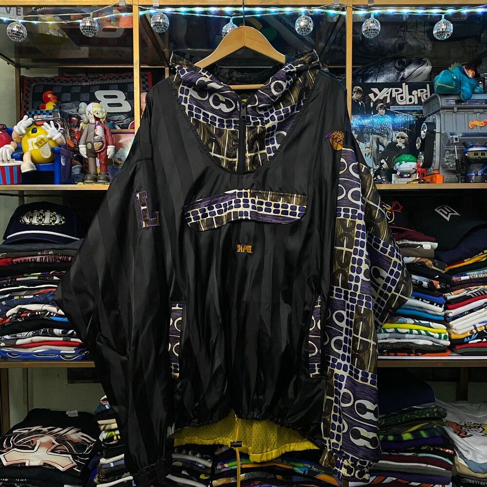 Vintage 90s LA Lakers Salem Sportswear Hype Pullover Jacket XL Reversible RARE